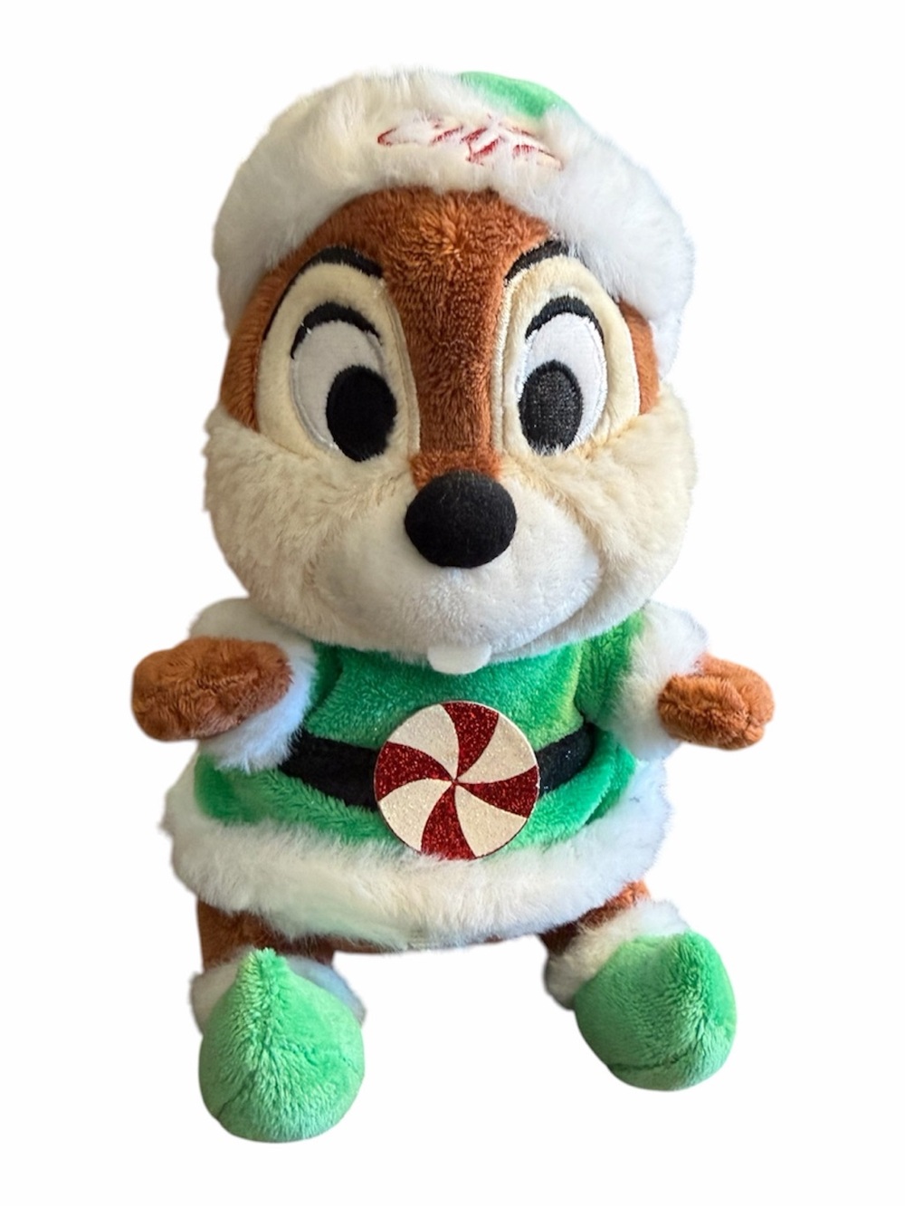 Disney Store  Chip 7"  Christmas Plush  Stuffed Peppermint Elf Chip N Dale